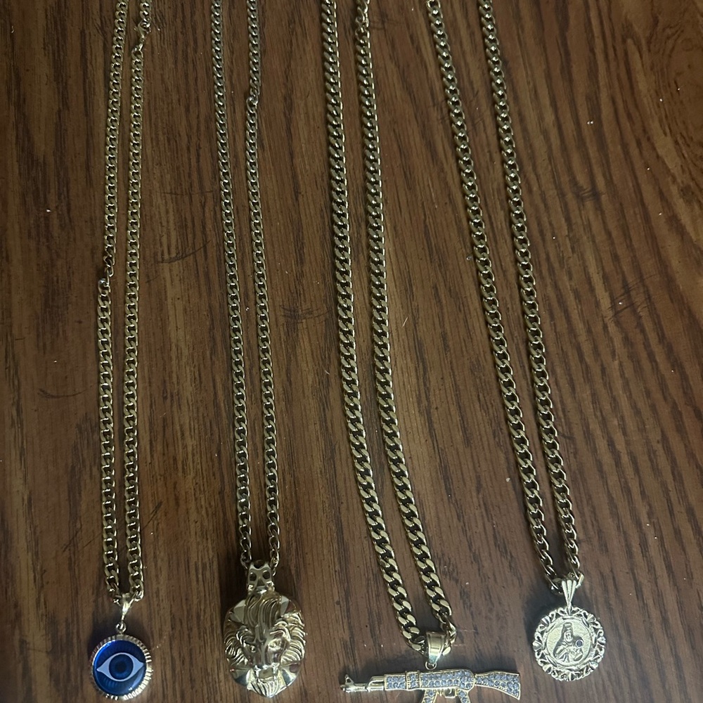 Men's Gold-Tone Pendant Necklace Set